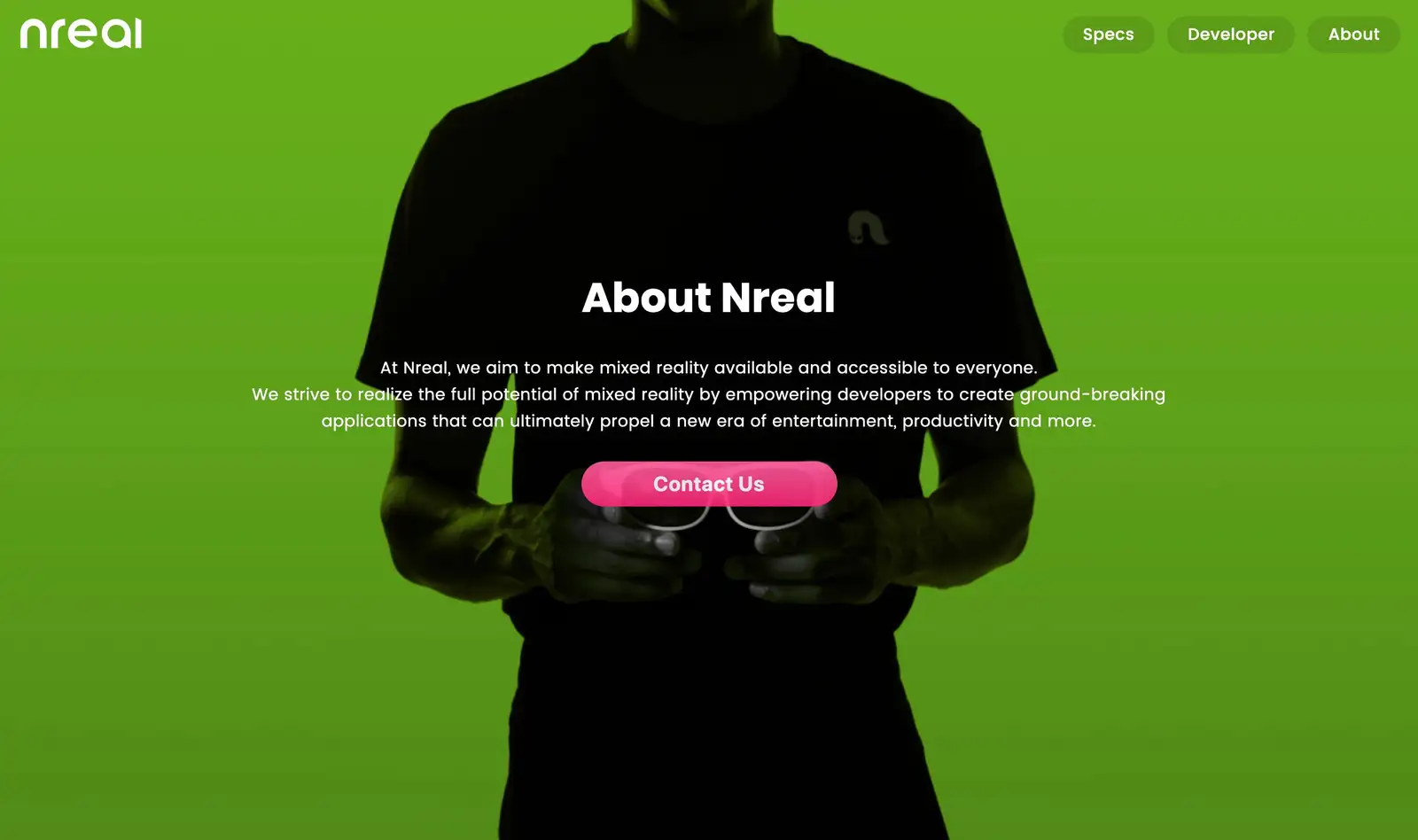 Nreal 官网 界面截图